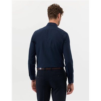 Lacivert Slim Fit Uzun Kollu Basic Gömlek