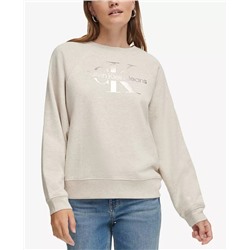CALVIN KLEIN JEANS Women's Foil-Sliced Monogram Logo Sweatshirt