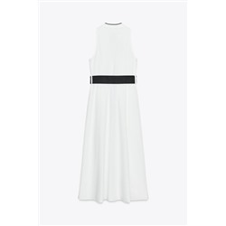 CONTRAST TRIM POPLIN MIDI DRESS
