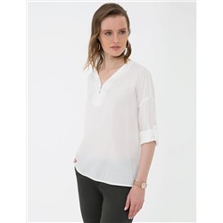 Beyaz Comfort Fit Uzun Kollu Gömlek