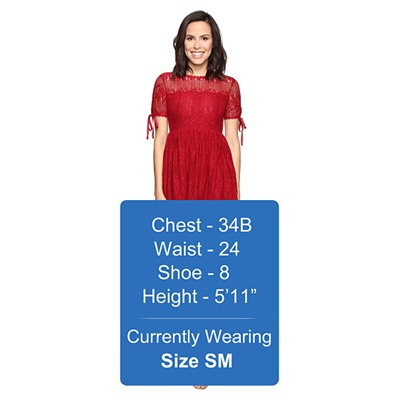 Short Sleeve Lace Woven Dress