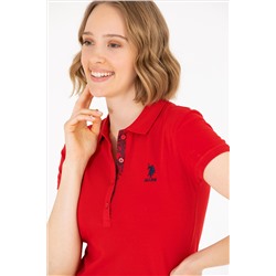 Kadın Kırmızı Basic Polo Yaka Tişört