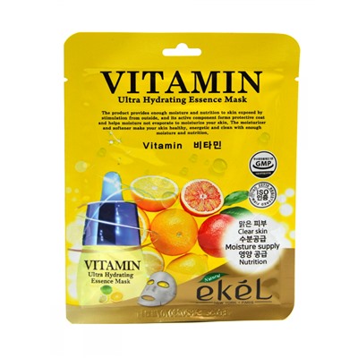 [EKEL] Маска для лица тканевая ВИТАМИН С Vitamin Ultra Hydrating Essence Mask, 25 мл