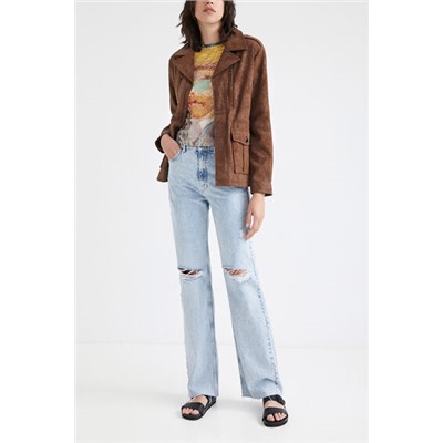 Chaqueta recta bolsillos
