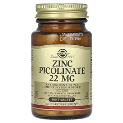 Solgar, Zinc Picolinate, 22 mg, 100 Tablets