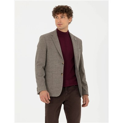 Bej Slim Fit Ceket