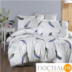 Постельное белье Карвен Stripe Satin с цветным принтом семейное N251-SB011 (7пр.)