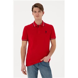 Erkek Regular Fit Polo Yaka Kırmızı Basic Tişört