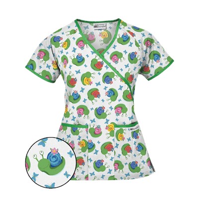 UA I Feel Pretty White Mock Wrap Scrub Top