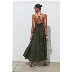 BEADED STRAP HALTER DRESS