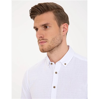 Beyaz Slim Fit Uzun Kollu Gömlek