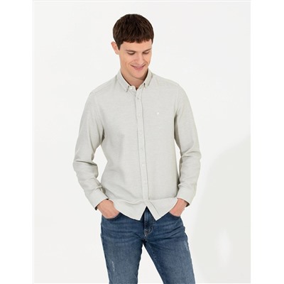 Haki Slim Fit Uzun Kollu Gömlek