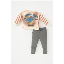 Defacto Erkek Bebek Çizgili Sweatshirt Eşofman Alt 2'li Takım A9772A523AU