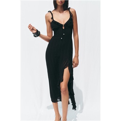 METALLIC THREAD MIDI CAMISOLE DRESS