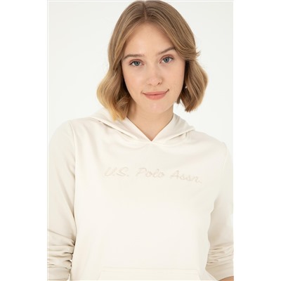 Kadın Krem Kapüşonlu Sweatshirt