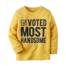 Long-Sleeve Most Handsome Puff-Print Graphic Tee