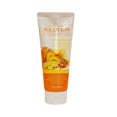 DEOPROCE NATURAL PERFECT SOLUTION CLEANSING FOAM OATMEAL &amp; BANANA Увлажняющая пенка для умывания с экстрактами овса и банана 170г