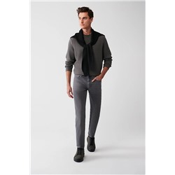 Avva Erkek Gri Eskitme Yıkamalı Likralı Slim Fit Jean Pantolon E003512
