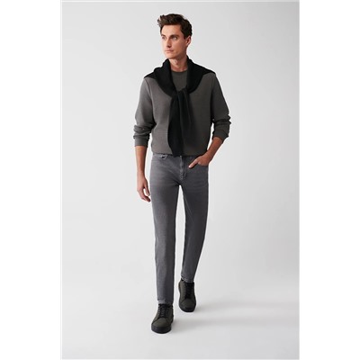 Avva Erkek Gri Eskitme Yıkamalı Likralı Slim Fit Jean Pantolon E003512