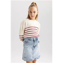 Defacto Kız Çocuk Regular Fit Bisiklet Yaka Kazak B1703A823WN