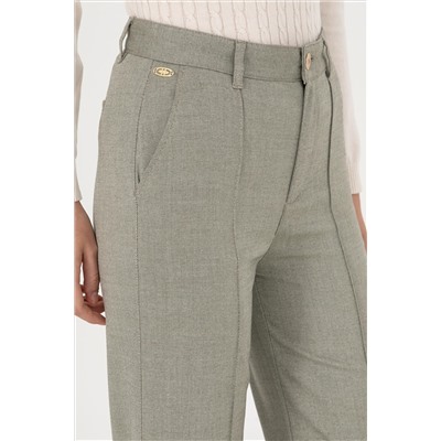 Kadın Haki Straight Fit Kanvas Pantolon