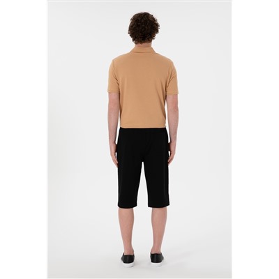 Erkek Regular Fit Siyah Örme Şort