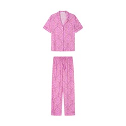 Pijama largo camisero viscosa estampado boho