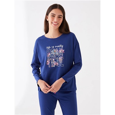 LC Waikiki Bisiklet Yaka Baskılı Uzun Kollu Kadın Pijama Takımı, LCW DREAM                                            
                                            Bisiklet Yaka Baskılı Uzun Kollu Kadın Pijama Takımı