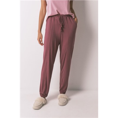Pantalón largo punto suave granate