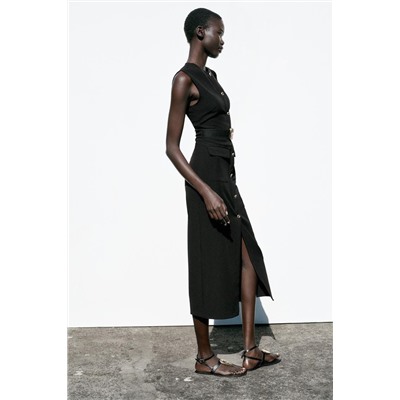 VESTIDO MIDI CREPE CINTURÓN