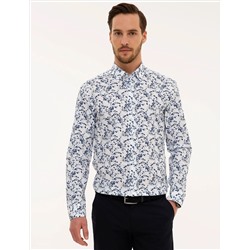 Lacivert Slim Fit Uzun Kollu Gömlek