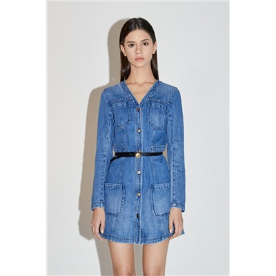 Vestido camisero vaquero Azul claro