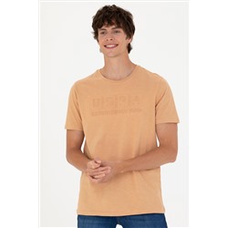 Erkek Regular Fit Bisiklet Yaka Camel Tişört