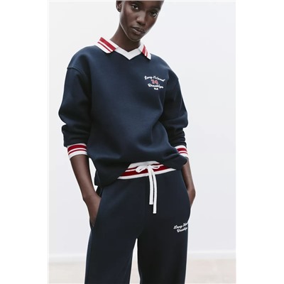 EMBROIDERED POLO SWEATSHIRT