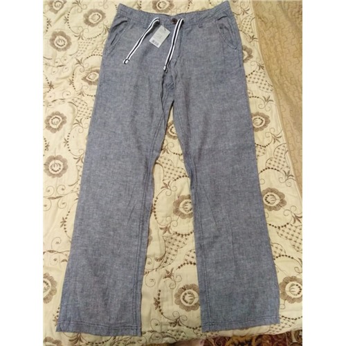 LIVERGY® Hose Herren, luftige Qualität, mit Bindeband, aus Leinen und Baumwolle цвет aop/grau, размер 48