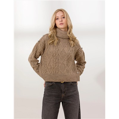 Balıkçı Yaka Vizon Crop Top Kazak