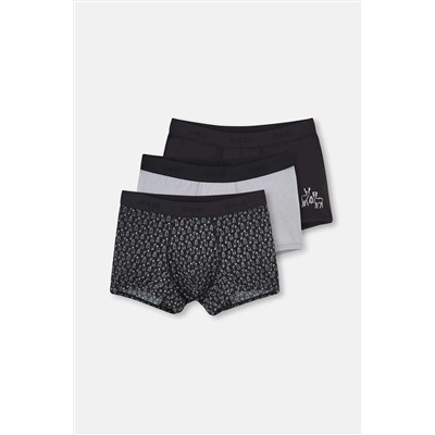 Dagi, Gri 3 'lü Jakar Lastik Pamuklu Boxer