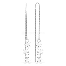 Серьги-продёвки из серебра родированные 925 пробы 2-1184р