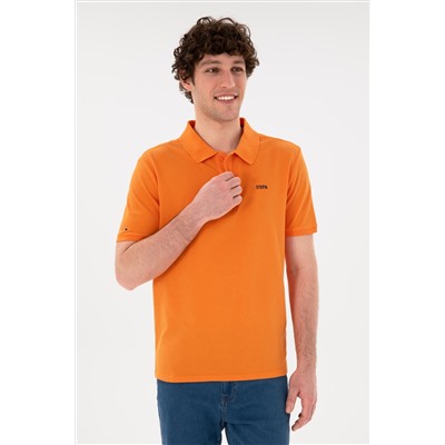 Erkek Regular Fit Polo Yaka Turuncu Basic Tişört