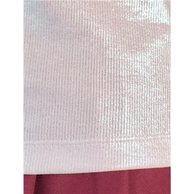 Топ с закрытым декольте из хлопка с эластаном в рубчик с матовым покрытием металлик