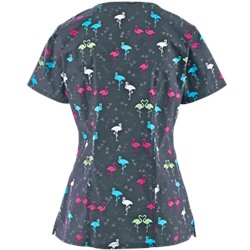 Cherokee Scrubs Ready To Flamingo Print Top