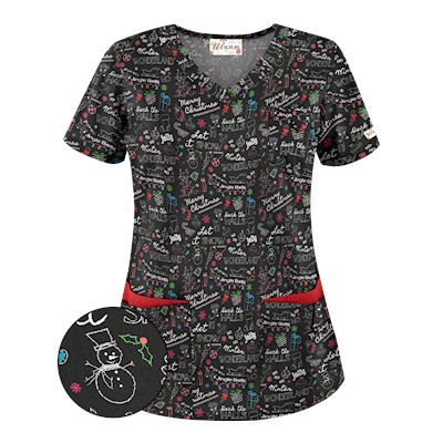 UA Deck The Halls Black Scrub Top