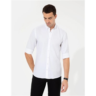 Beyaz Slim Fit Oxford Gömlek