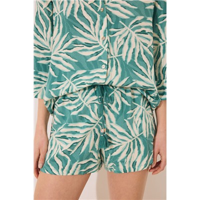 Set camisa y pantalón corto print hojas