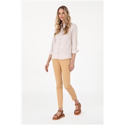 Kadın Camel Toothpick Fit Kanvas Pantolon