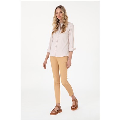 Kadın Camel Toothpick Fit Kanvas Pantolon