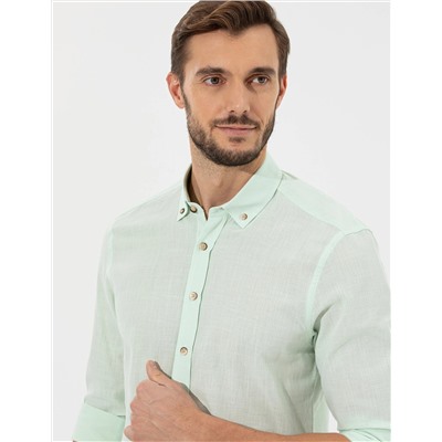 Yeşil Slim Fit Uzun Kollu Gömlek