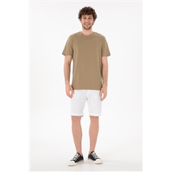 Erkek Regular Fit Bisiklet Yaka Haki Basic Tişört