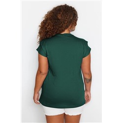 Yeşil Kolları Bağlama Detaylı %100 Pamuk Örme T-Shirt TBBSS22BF0003
