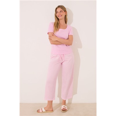 Pijama Capri algodón rosa rayas